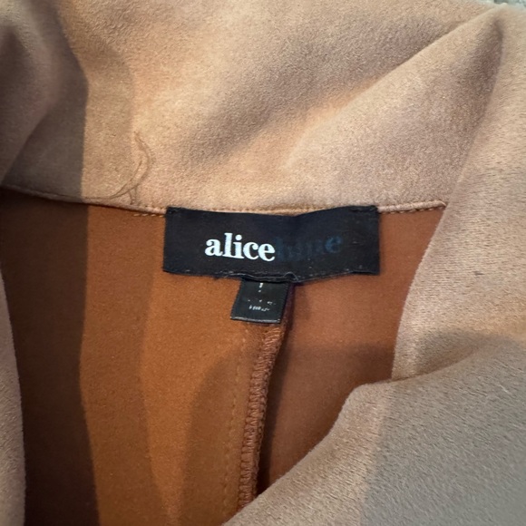 Alice Blue Chic Belted Faux Suede Trench Coat Tan Snap Button EUC Sz Large - Picture 11 of 11